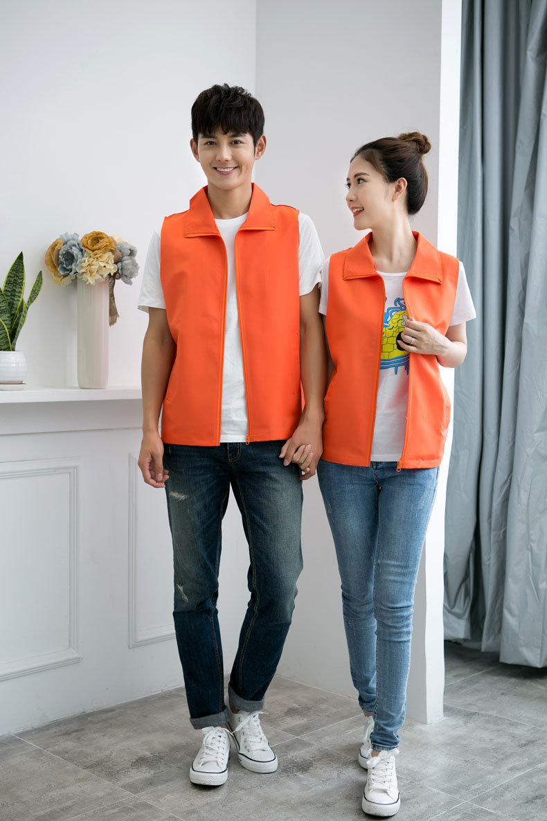 印logo定制志愿者马甲义工工作服公益活动服装v领背心纯棉红马甲(图15)