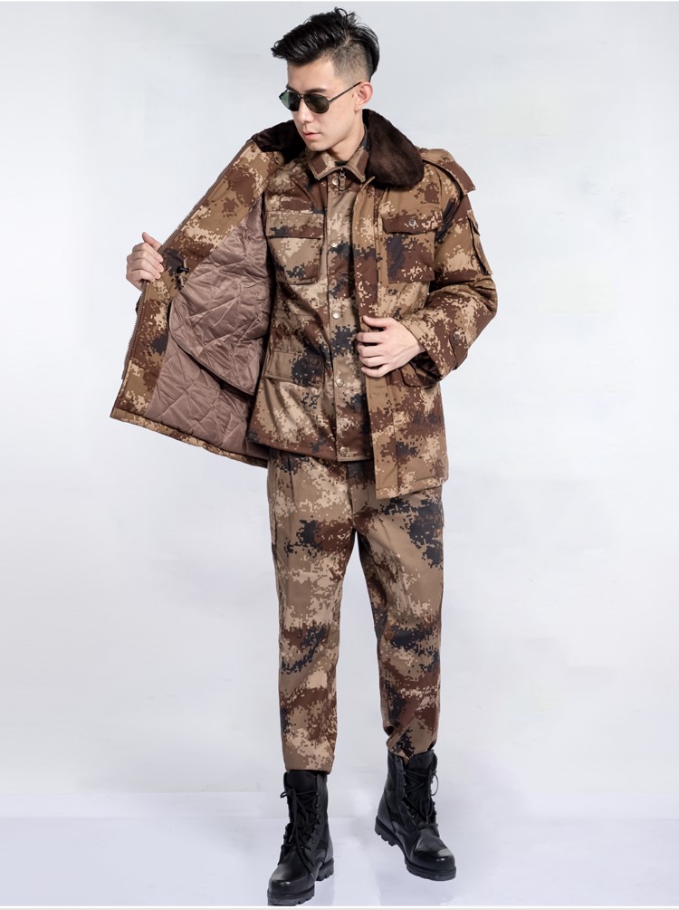 配发正品荒漠大衣迷彩作训大衣棉大衣加厚军大衣防寒保安棉服棉袄(图3)