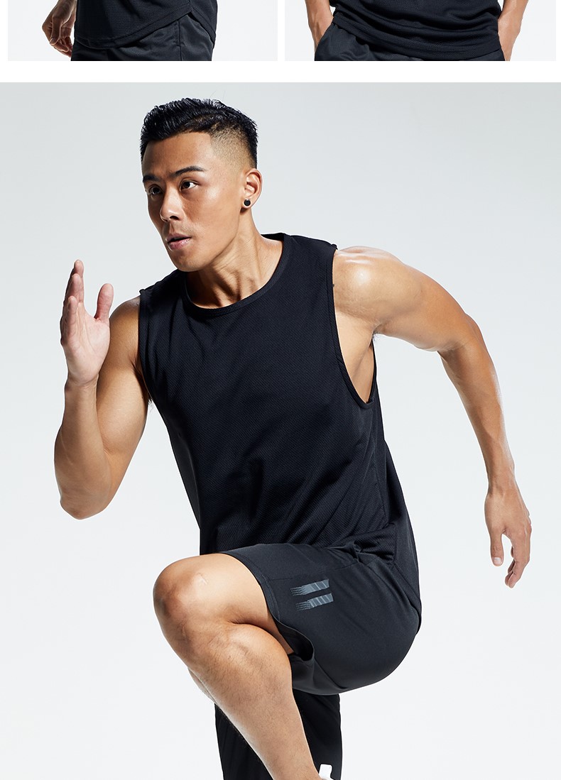 运动背心男夏季撸铁健身速干坎肩无袖宽松跑步T恤篮球训练健身衣(图13)