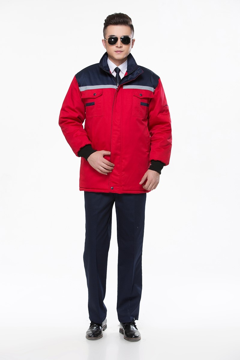 工作服棉衣防寒劳保加厚工程服冬装汽修维修师男厂服反光条棉袄(图5)