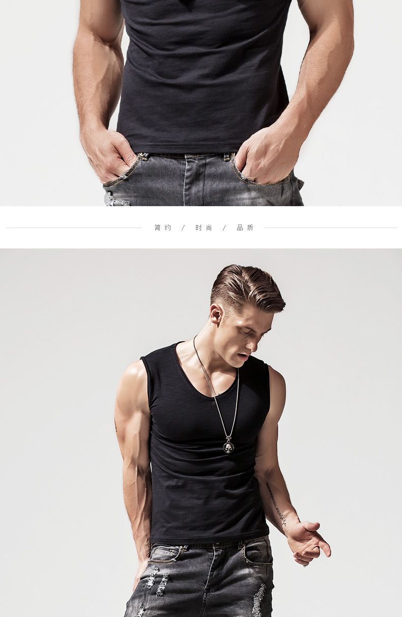 1575165624972468.jpg 宽肩背心男修身型V领棉打底汗青年运动跨栏紧身无袖T恤男夏季潮流(图6)
