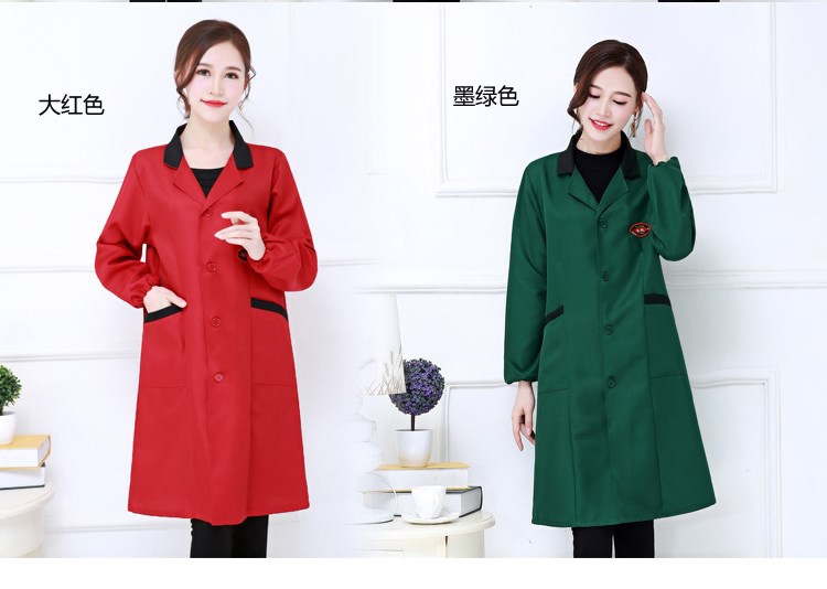 罩衣成人女工作服防油防水薄厨房围裙时尚长袖大褂男定制LOGO(图8)