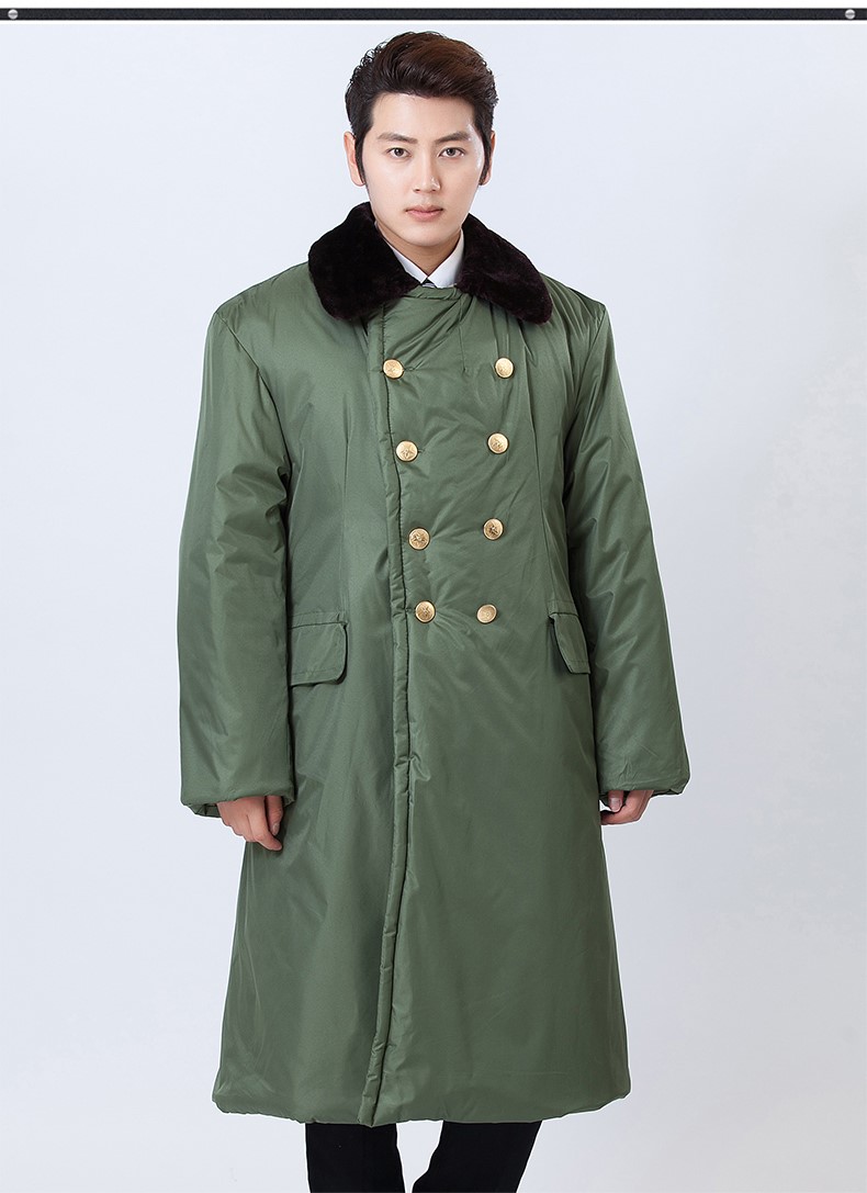 军大衣冬季加厚长款棉大衣 男女防寒服保安大衣黄棉袄劳保大衣(图6)