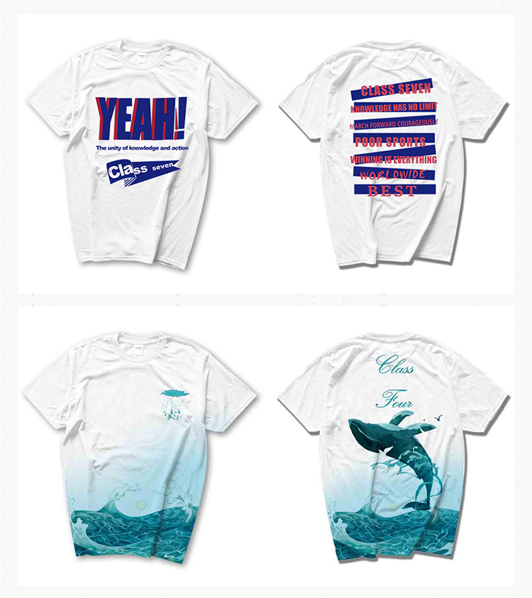 全身印班服定制t恤短袖夏季学生运动会diy字图高中生衣服ins港风(图6)