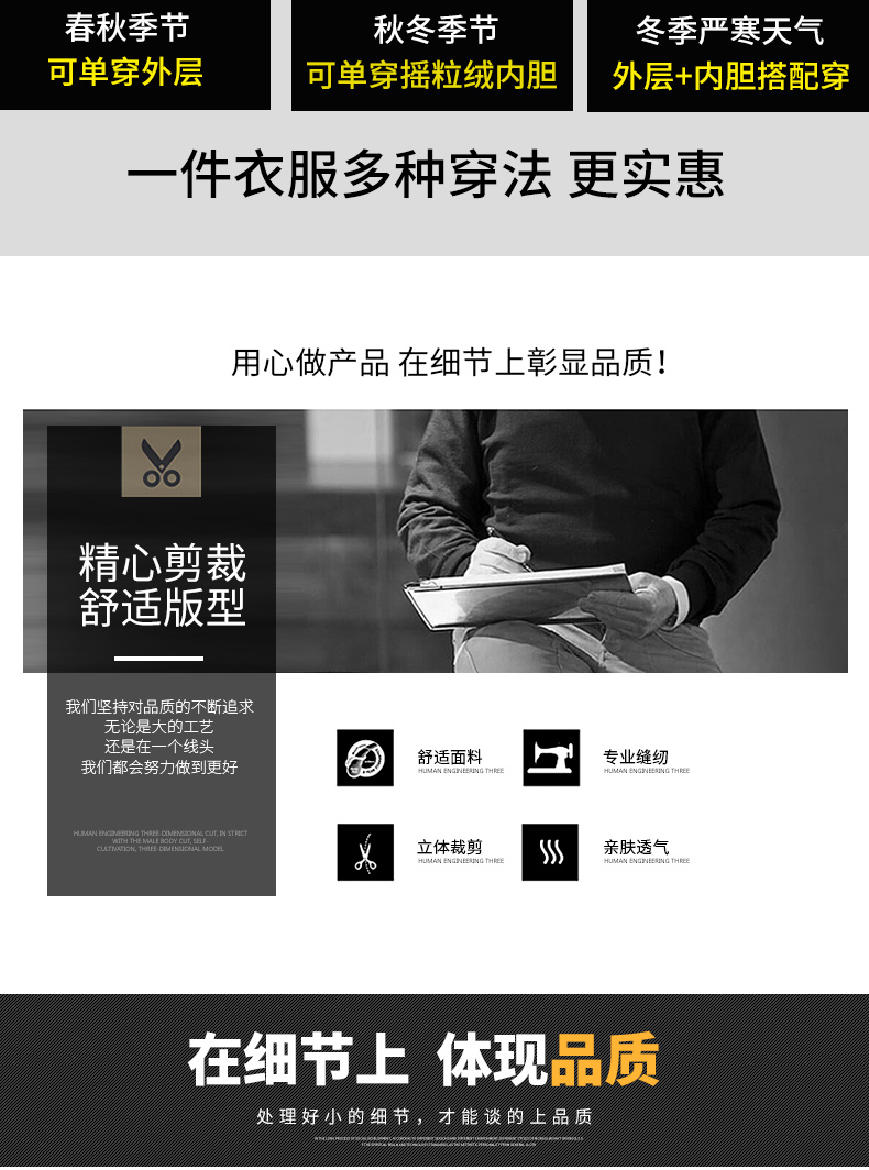冲锋衣工作服定制三合一防风保暖外套男女工装团队服印字刺绣logo(图8)