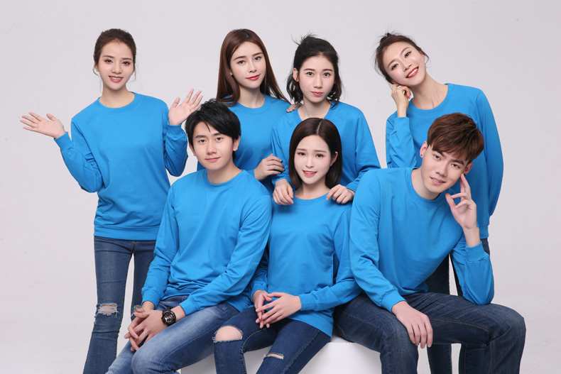 纯棉圆领卫衣工作服定制logo加厚企业文化衫定做无帽广告团体服装(图8)