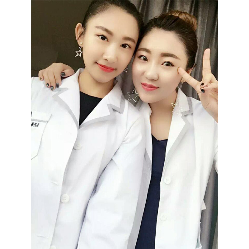 韩版纹绣师白大褂短袖美容院师女皮肤管理工作服定制logo秋季衣服(图8)