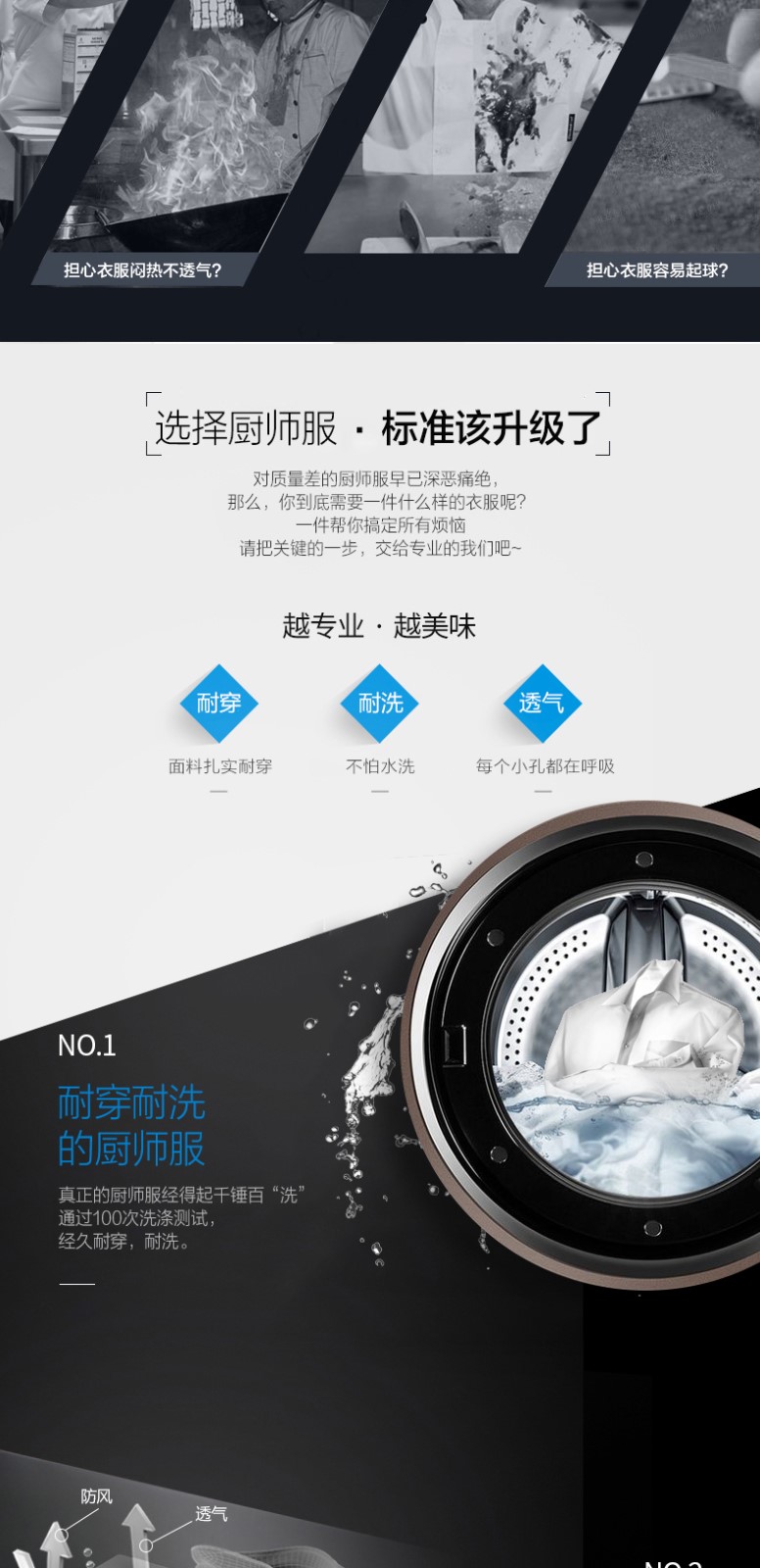 餐饮厨师工作服男长袖黑色秋冬特色厨房中国风潮流厨师服定制logo(图16)