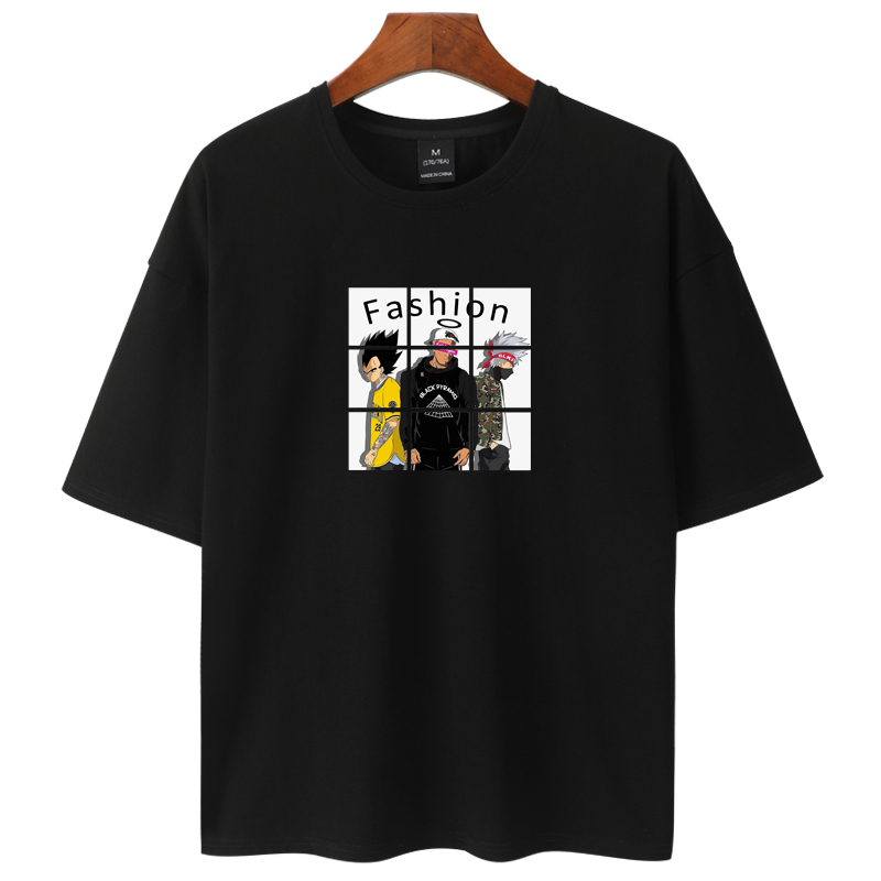 短袖t恤男中袖五分袖5分袖半袖半截袖潮流宽松学生白色纯棉夏装丅(图15)