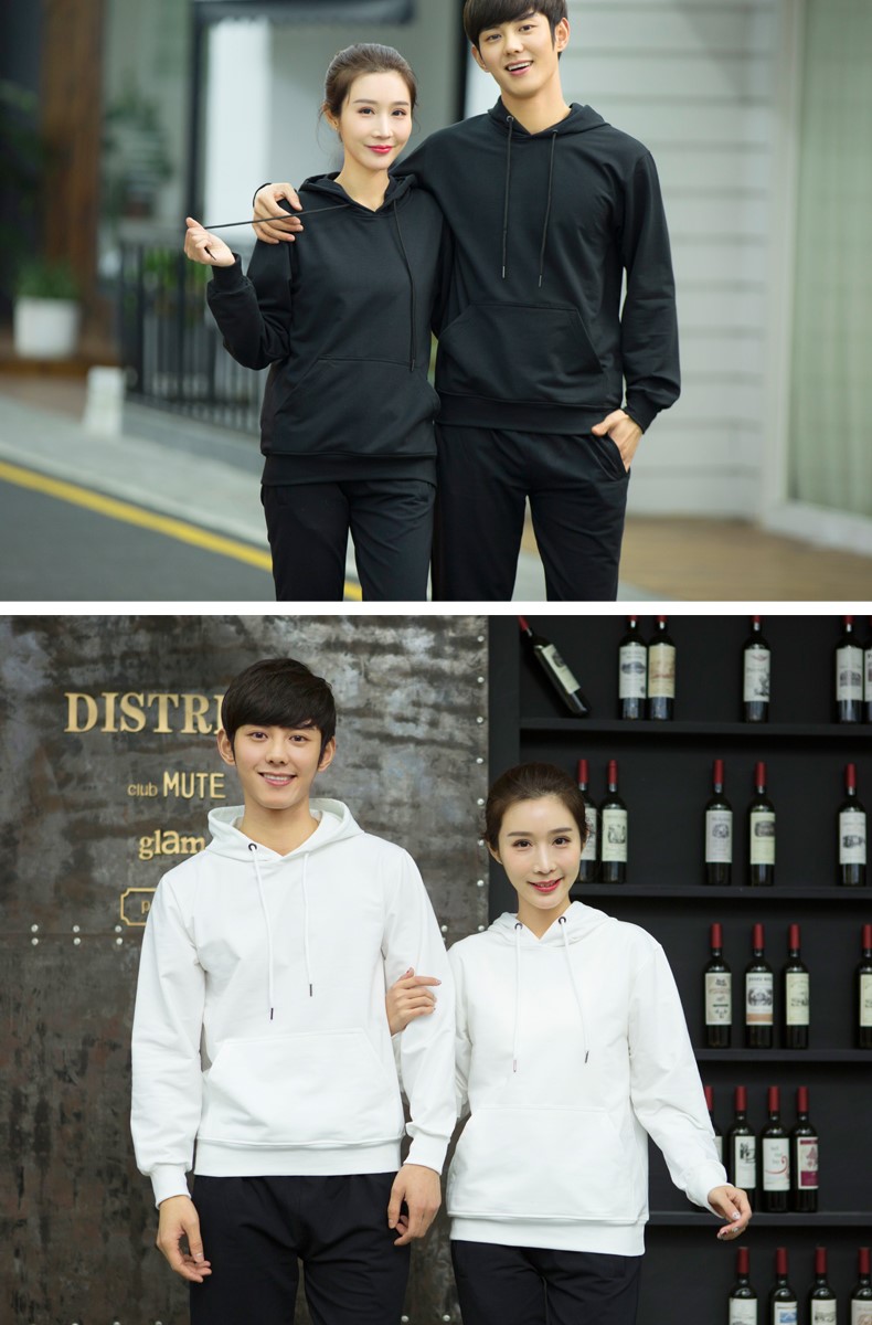 加绒带帽卫衣女工作服秋冬装定制班服团体活动衫男服务员印字diy(图5)