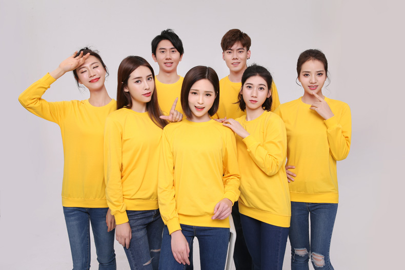 纯棉圆领卫衣工作服定制logo加厚企业文化衫定做无帽广告团体服装(图15)