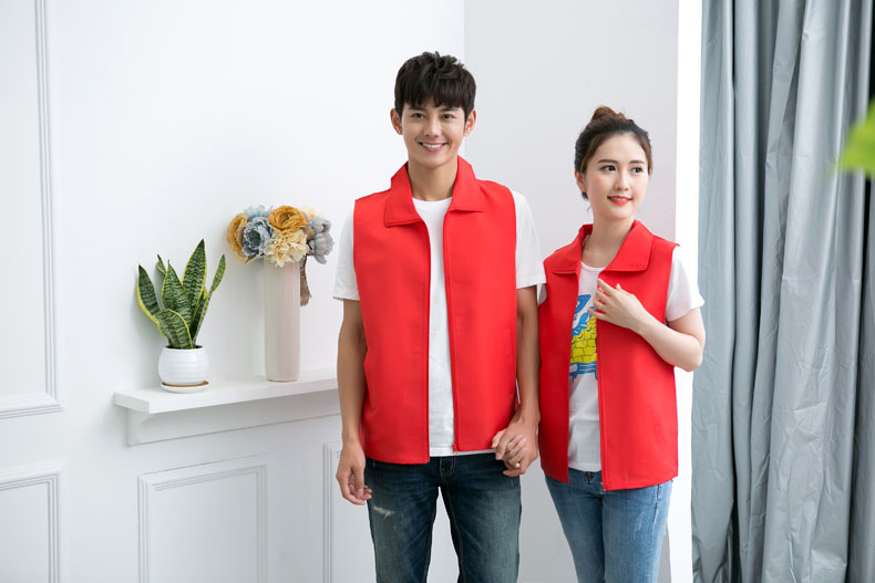 超市商场男女销售员印字工作服马甲志愿者婚庆公司马甲定制logo(图1)