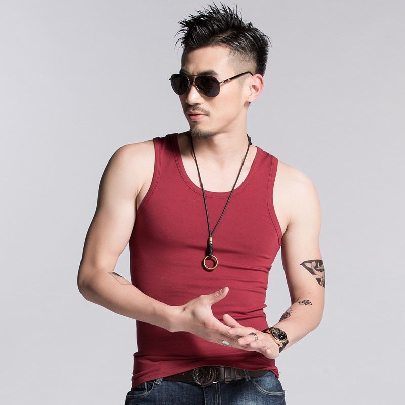 运动背心男潮牌健身坎肩男士修身打底个性潮流夏季纯棉无袖t恤男(图6)