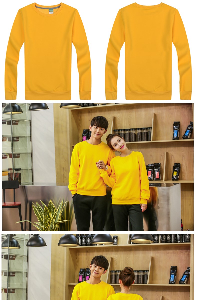 圆领纯色T恤加绒卫衣团体工作服diy快餐厅超市卖场工作服可印logo(图7)