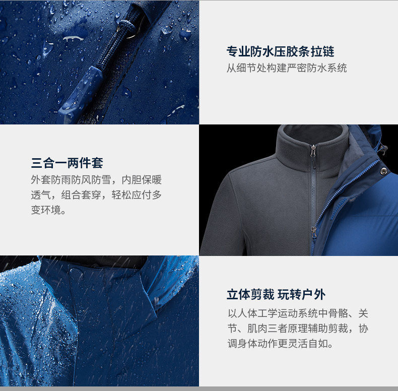 百炫冲锋衣定制三合一可拆卸户外防水保暖外套工作服定制印logo(图11)