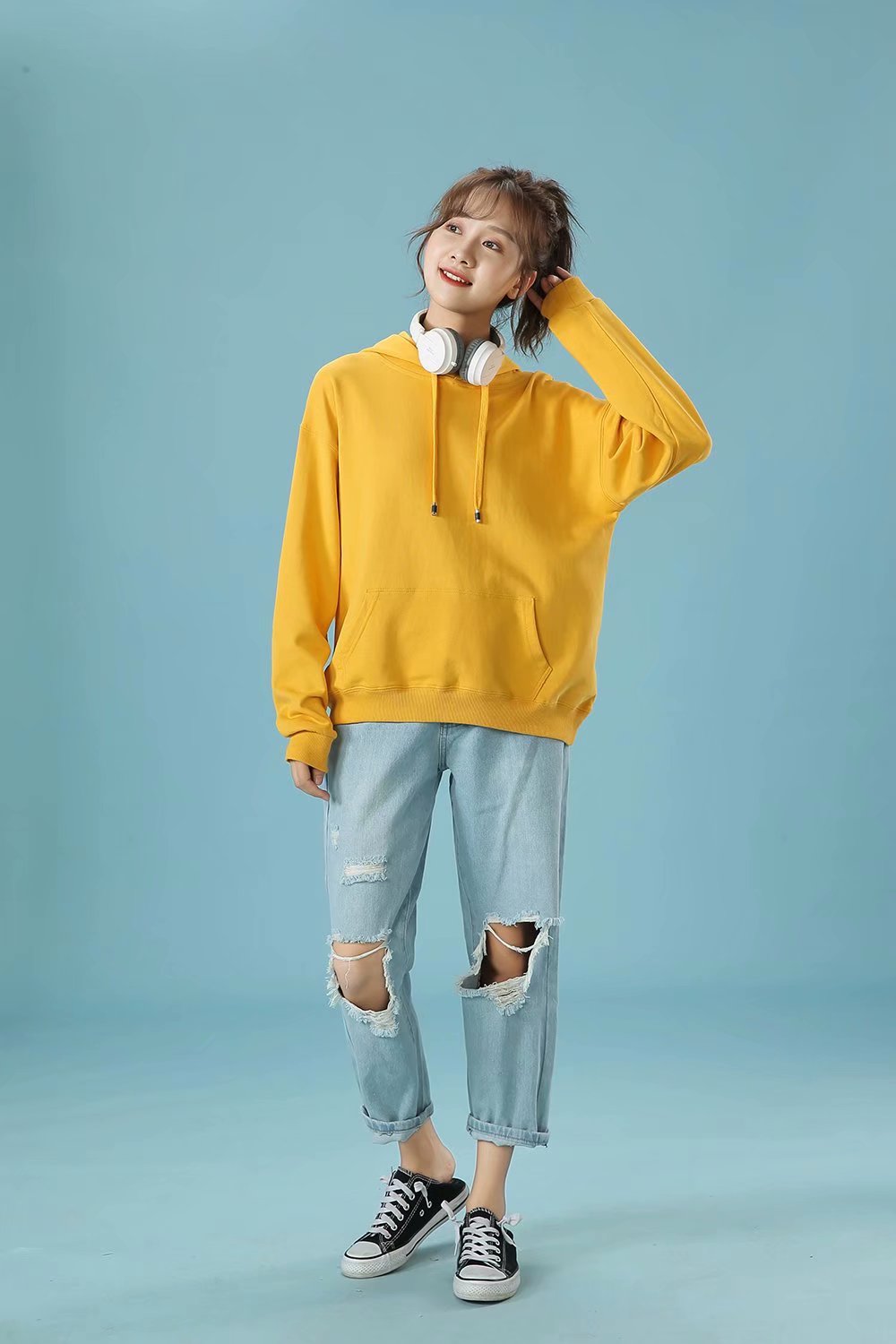 卫衣定制棒球服印字logo定做工作团体同学聚会加绒毛圈连帽衫刺绣(图8)