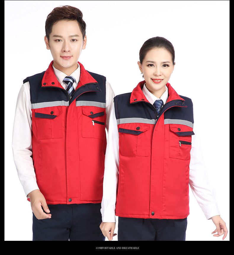 冬季建筑工地工人工厂仓储反光条背心男女环卫工程保暖棉马甲(图13)