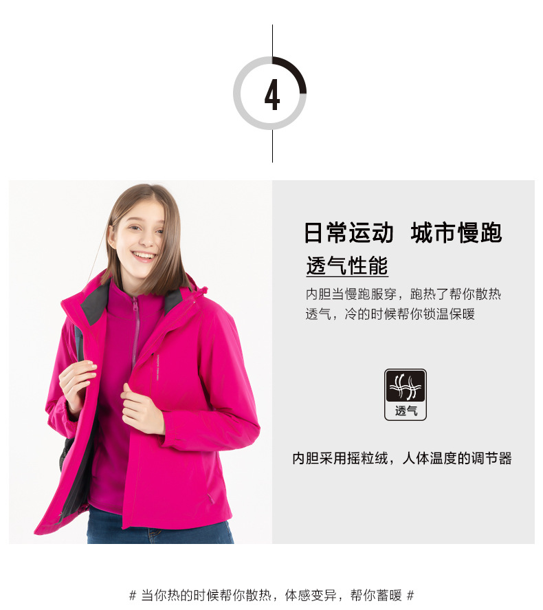 秋冬爆款情侣三合一冲锋衣男防风防水两件套户外服女团购定制印标(图8)