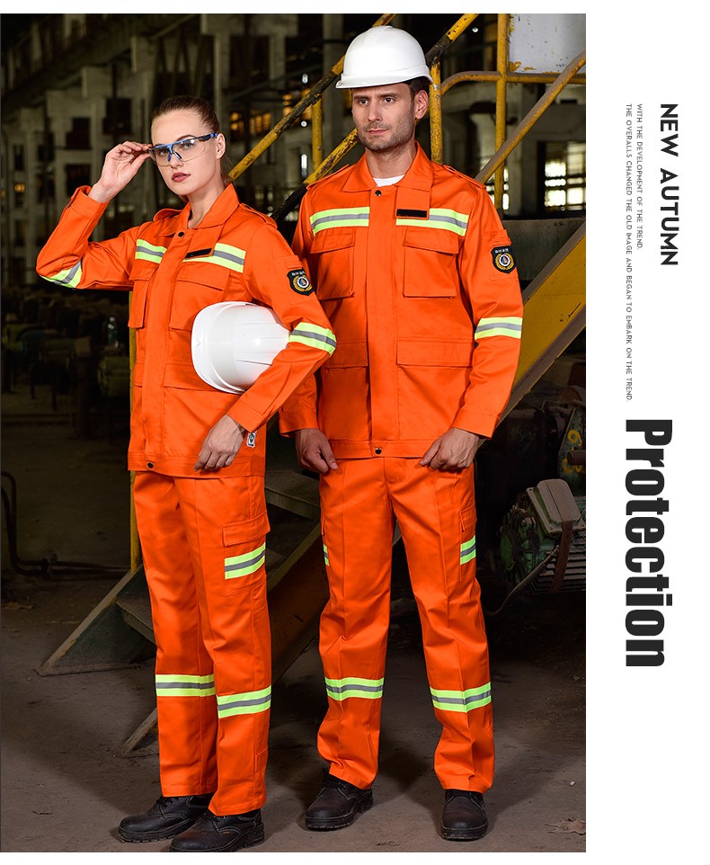 反光条纯棉工作服男防阻燃焊接防护服工厂车间加厚消防劳保服(图11)