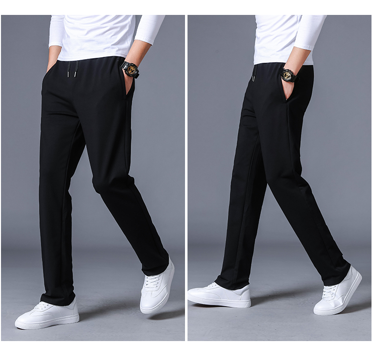 运动裤男休闲裤秋冬季纯棉直筒长裤大码宽松加绒卫裤男春秋跑步裤(图2)