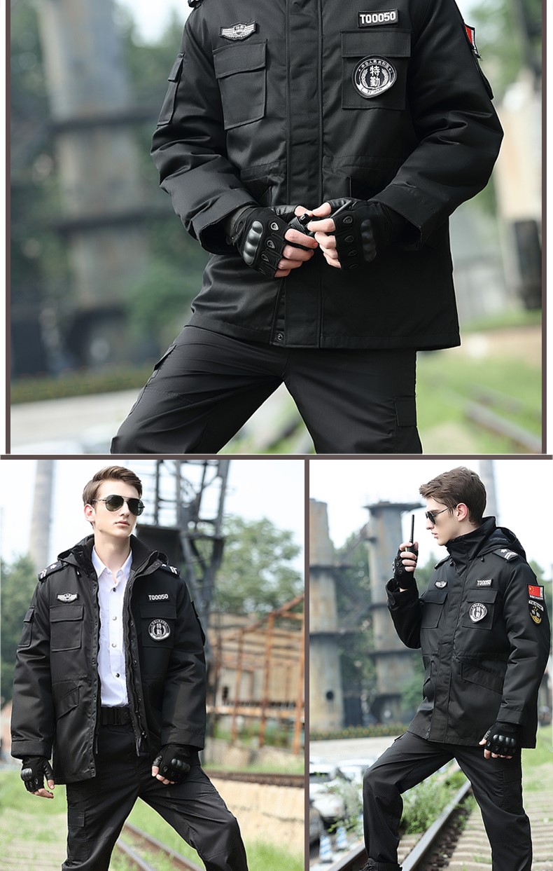 保安大衣男冬季制服棉服黑色作训服冬装套装女耐磨定制工作服棉衣(图17)