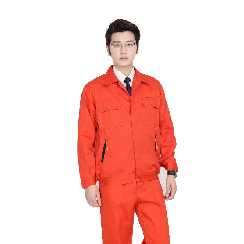 长袖工作服套装男定制印字团购春秋工装车间厂服耐磨汽修服劳(图1)