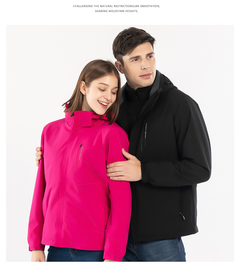 秋冬爆款情侣三合一冲锋衣男防风防水两件套户外服女团购定制印标(图16)