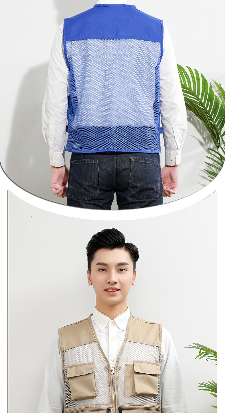 马甲定制_夏季网状多口袋户外摄影工作服工衣工装背心定做印LOGO(图13)