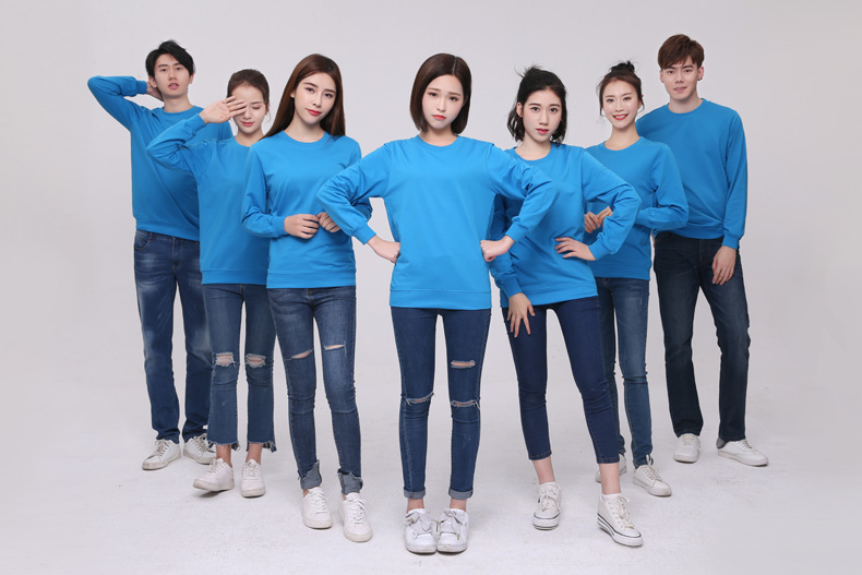 纯棉圆领卫衣工作服定制logo加厚企业文化衫定做无帽广告团体服装(图9)