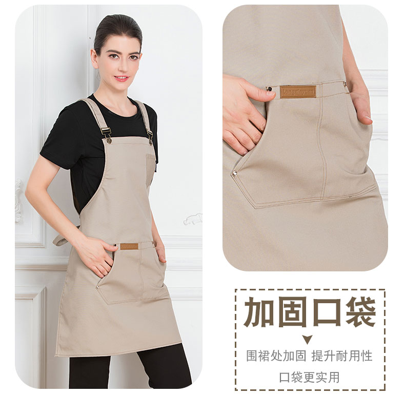 韩版定做LOGO背带园艺网咖理发加厚耐磨西餐厅烘焙蛋糕奶茶店围裙(图6)
