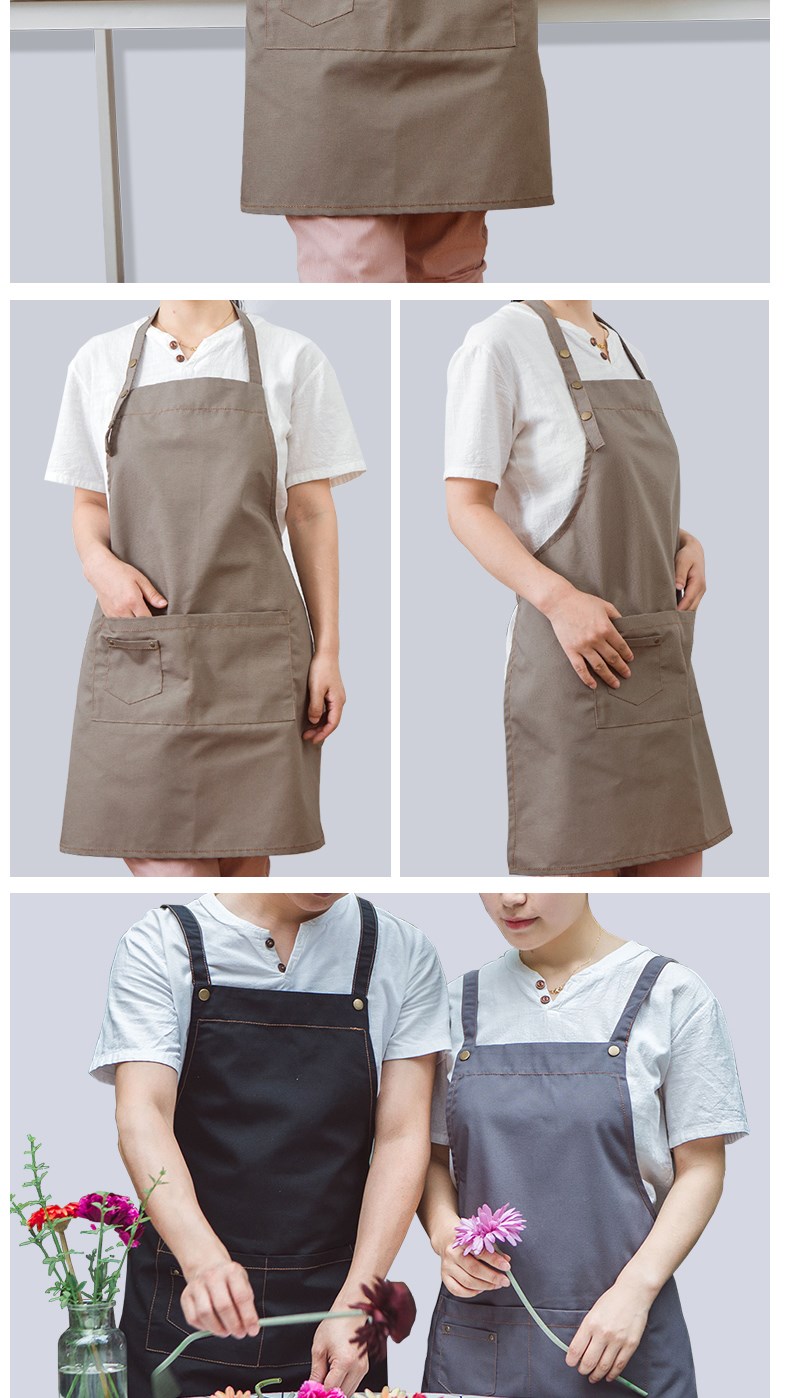 帆布牛仔布料围裙韩版时尚厨房l加厚ogo定制劳保工业工作围裙男女(图25)