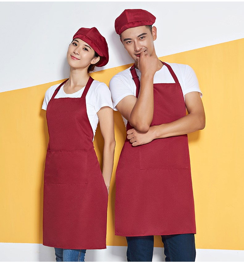 挂脖围裙定制logo印字广告餐厅饭店美甲奶茶店防水工作服纯色简约(图13)