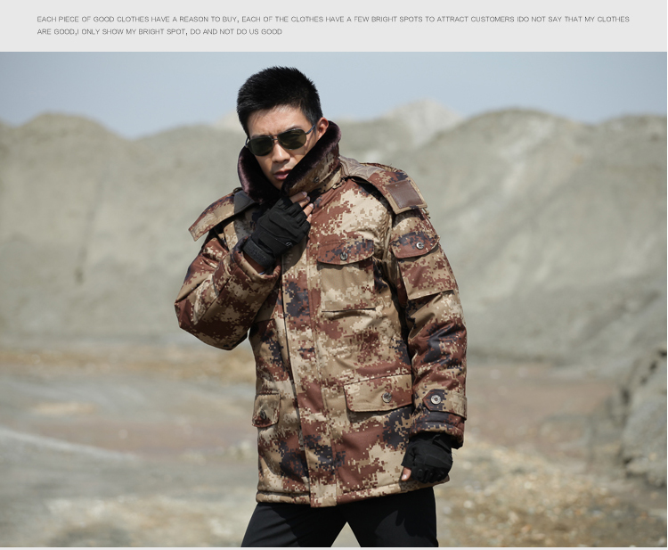 荒漠沙漠大衣加厚迷彩大衣冬季军大衣迷彩棉服防寒作训服棉大衣(图10)