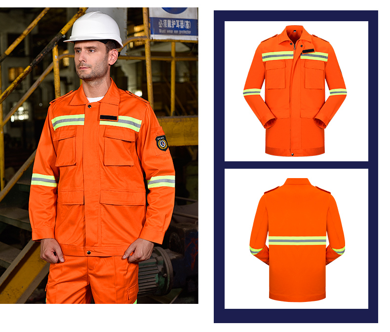 反光条纯棉工作服男防阻燃焊接防护服工厂车间加厚消防劳保服(图12)