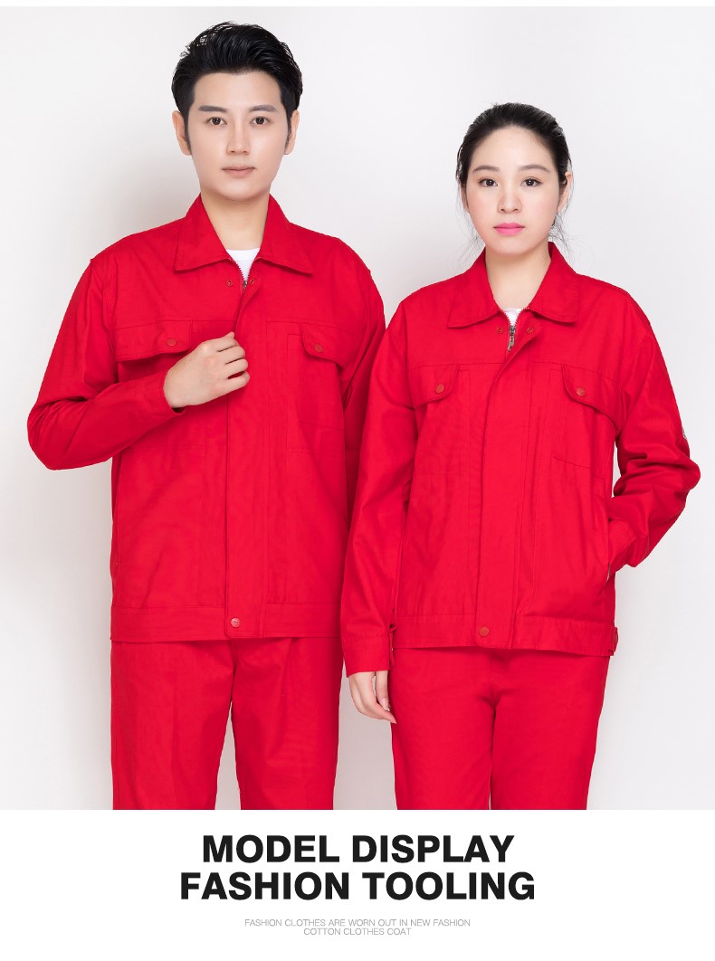 纯棉春秋工作服套装男大红中国石油电焊防静电加油站劳保服服定制(图11)