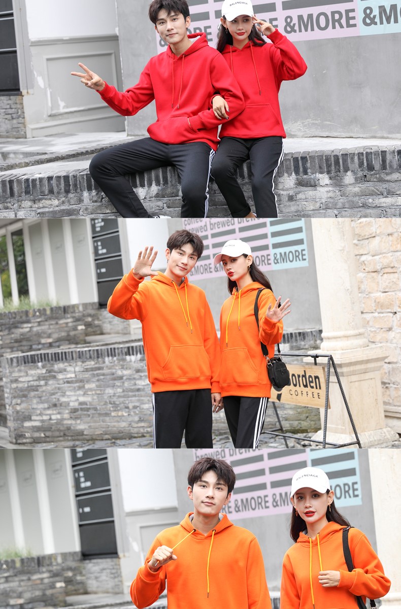 加绒带帽卫衣女工作服秋冬装定制班服团体活动衫男服务员印字diy(图29)