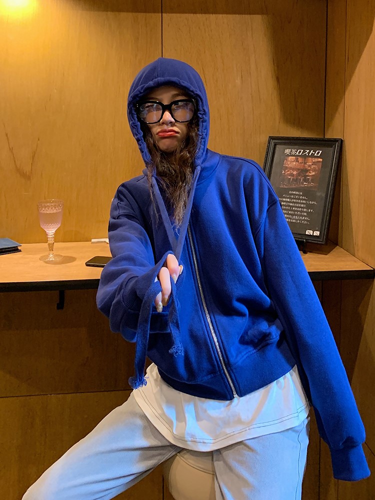 定制连帽拉链卫衣女2019秋季新款百搭休闲宽松短款运动外套(图7)