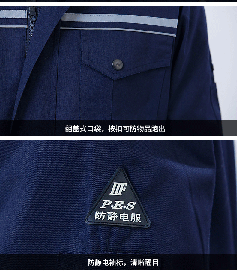 长袖工作服套装防静电男耐磨劳保服机修工人工厂车间上衣工装定制(图6)