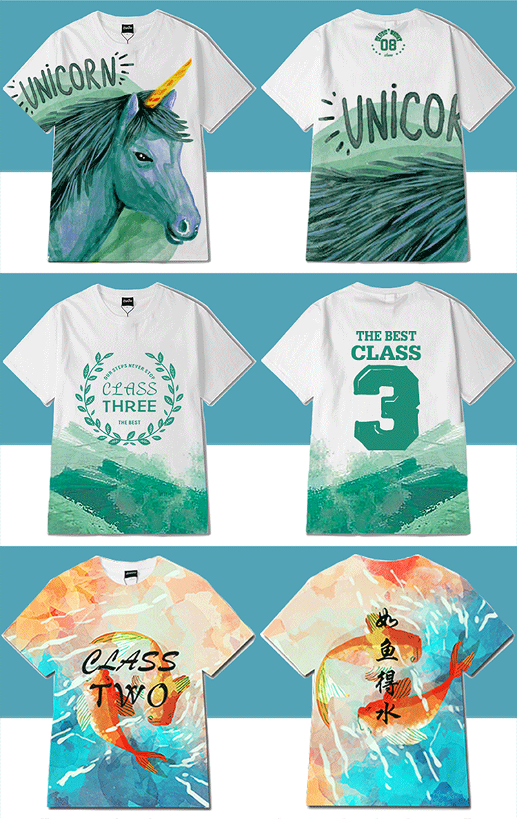 班服定制夏季t恤纯棉短袖同学生聚会全身印diy文化衫订做印字logo(图3)