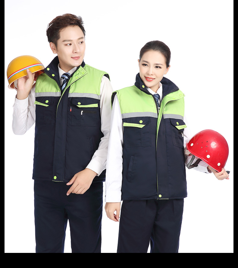 冬季建筑工地工人工厂仓储反光条背心男女环卫工程保暖棉马甲(图19)