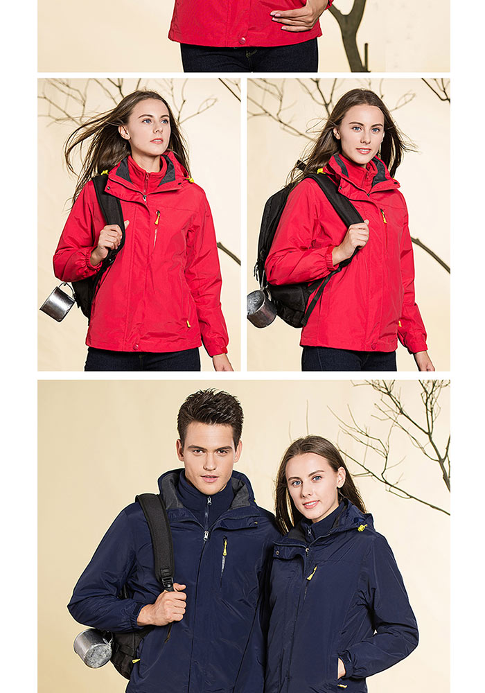 冬季大红色冲锋衣女三合一可拆卸加绒加厚防寒工作服男定制印logo(图16)