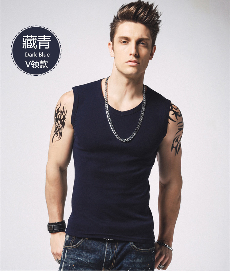 1575180149898261.jpg 男士背心无袖t恤纯棉健身运动紧身打底砍袖宽肩夏季青年修身型(图21)