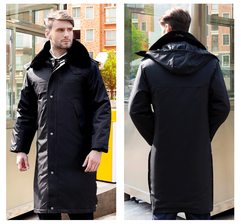 保安棉衣男冬季加厚工作服反光条棉服保安服冬装多功能大衣防寒服(图15)