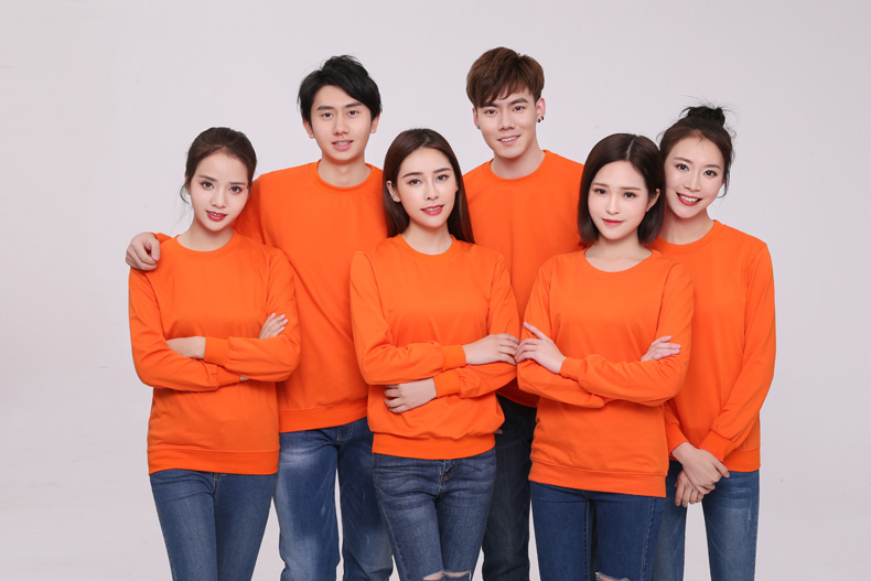 纯棉圆领卫衣工作服定制logo加厚企业文化衫定做无帽广告团体服装(图5)