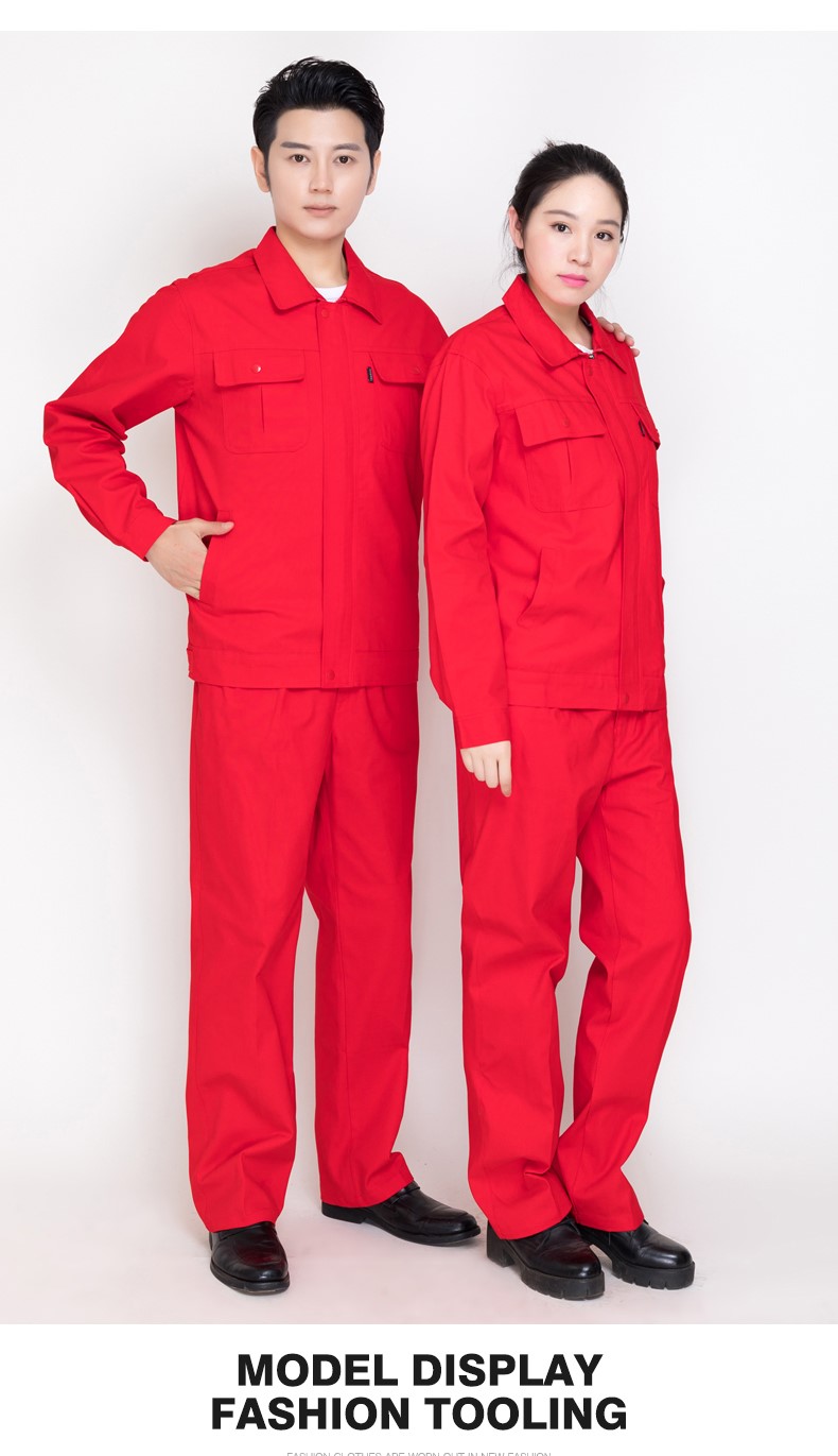 纯棉春秋工作服套装男大红中国石油电焊防静电加油站劳保服服定制(图20)
