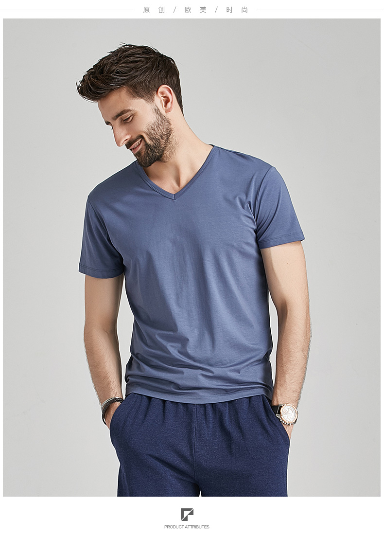 1574760007999143.jpg 莫代尔棉短袖t恤男士夏季v领衣服潮流半袖丅潮牌冰丝体恤衫(图9)