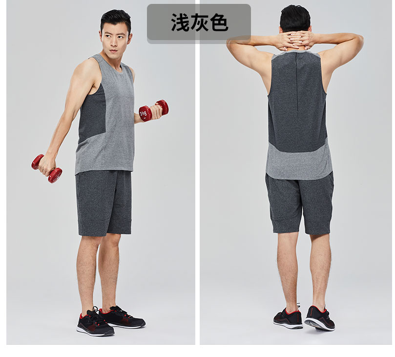 运动T恤男无袖背心透气宽松休闲健身春夏圆领大码(图7)