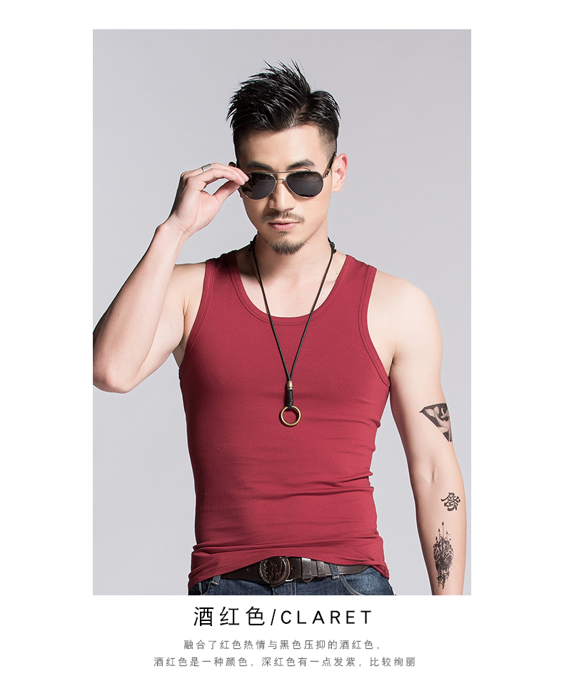 运动背心男潮牌健身坎肩男士修身打底个性潮流夏季纯棉无袖t恤男(图12)