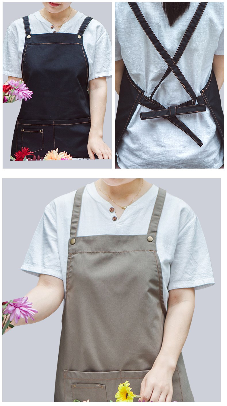 帆布牛仔布料围裙韩版时尚厨房l加厚ogo定制劳保工业工作围裙男女(图27)