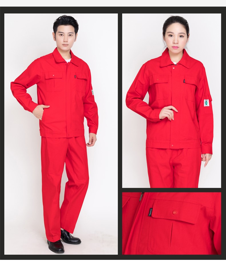 纯棉春秋工作服套装男大红中国石油电焊防静电加油站劳保服服定制(图18)